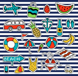 summer set of isolated cute colorful patches vector image