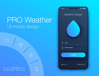 Weather forecast app ux ui design stock vector