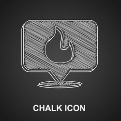 White map pointer with fire flame icon isolated vector