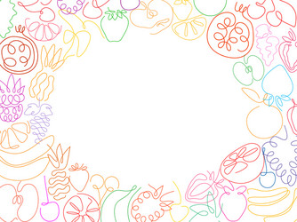 one line different fruits in shape frame vector