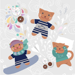 seamless pattern with cute cats vector