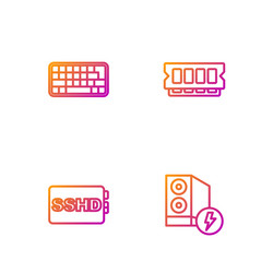 set line case of computer sshd card keyboard vector image