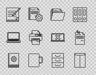 Set line user manual envelope document folder vector