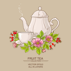 cup of dog rose tea and teapot Vector Image