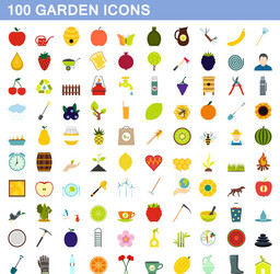 Garden Icon Set - 100 Icons Vector Image