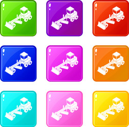 grader icons set 9 color collection vector image