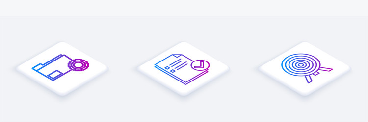 set isometric line folder settings with gears vector image