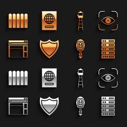 set shield eye scan server data web hosting vector image