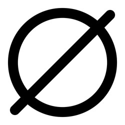 slashed zero icon symbol in mathematics null set vector image