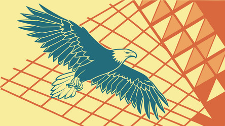 dynamic geometric eagle soaring in sky abstract vector image