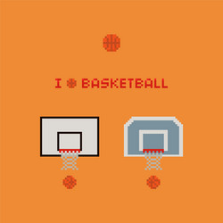 pixel art 8-bit basketball rings balls net vector