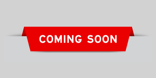 red color inserted label with word coming soon vector image