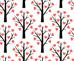 seamless pattern with abstract heart tree vector image