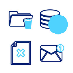 set line new email incoming message delete file vector image