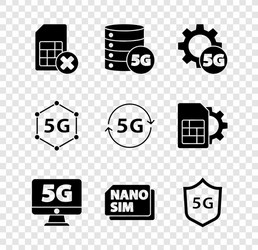 set sim card rejected server 5g network setting vector image