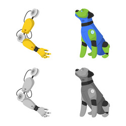 isolated object of robot and factory sign set vector image
