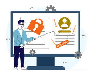 man with hacker attack young guy in black mask vector image