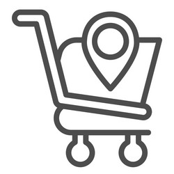 Map pointer with shopping cart line icon market vector