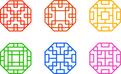 octagon chinese window frame with line pattern vector image