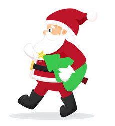 Funny santa claus with christmas tree vector