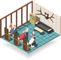 hair salon isometric composition vector