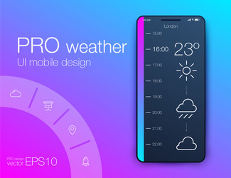 Weather forecast app ux ui design stock vector