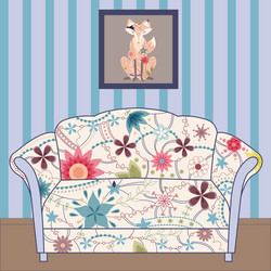 cartoon interior with couch painted vintage Vector Image
