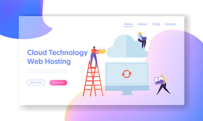 computer synchronize with cloud technology hosting vector image