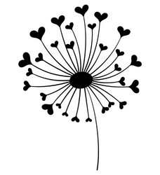 Dandelion with hearts black and white vector