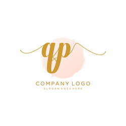 Initial qp handwriting logo with circle template Vector Image