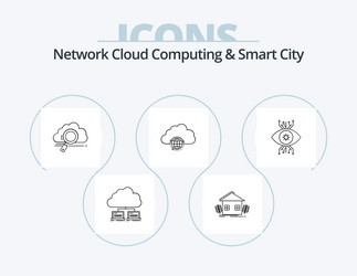 Network cloud computing and smart city line icon vector