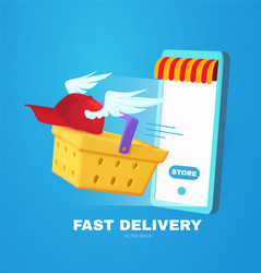 online shopping and fast delivery phone vector