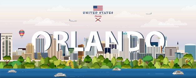 orlando city skyline colorful travel poster Vector Image