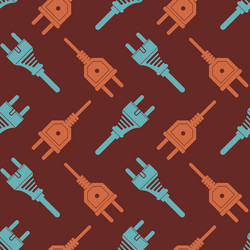 Seamless background with different power cord plug vector
