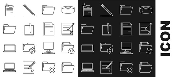 set line document folder settings vector image