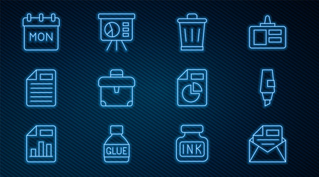 set line mail and e-mail marker pen trash can vector image