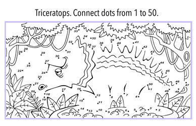 triceratops dot to connect the dots from 1 vector image