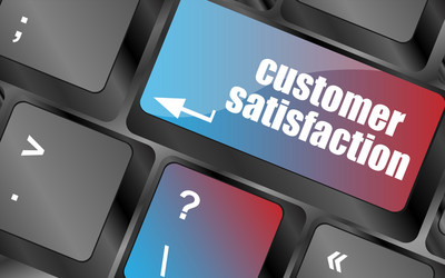 customer satisfaction key word on computer vector image