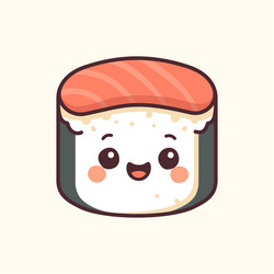 kawaii design style smiling sushi roll template vector image