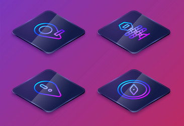 set isometric line location with exclamation mark vector image