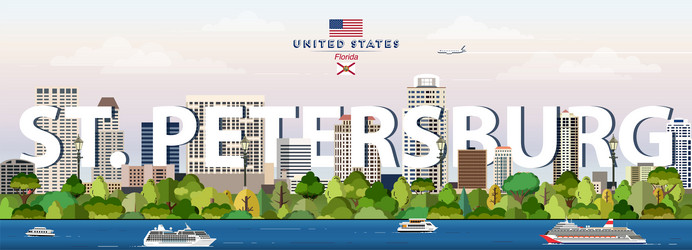 st petersburg city skyline colorful travel poster Vector Image