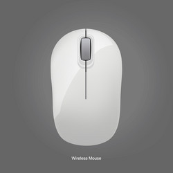 wireless computer white mouse isolated on gray vector image