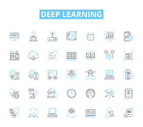 deep learning linear icons set neural nerks vector image