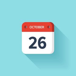 October 26 isometric calendar icon with shadow vector