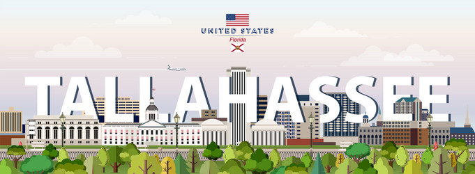 tallahassee city skyline colorful travel poster Vector Image