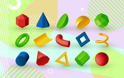 3d geometric shapes abstract figure render vector image