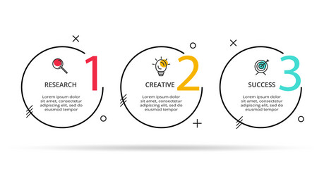 circle elements graph diagram with 3 steps vector image