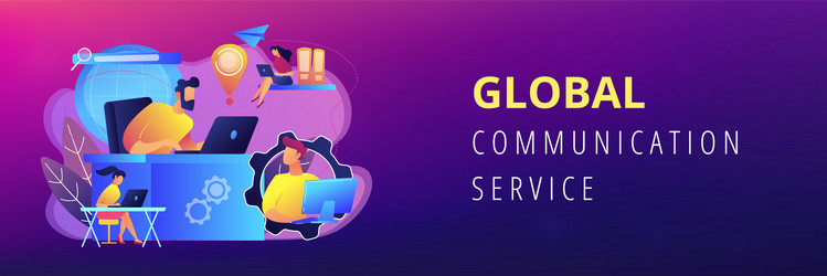 Global network connection concept banner header vector