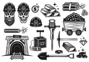 Gold Mining & Treasure Digging Objects Vector Image
