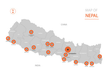 Nepal map with administrative divisions vector